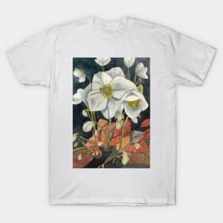 White hellebore watercolour painting T-Shirt